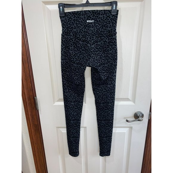 ECHT Ladies Hi-Waist Flocked Leopard Leggings Size Medium - Picture 4 of 6